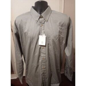 New Munsingwear Wrinkle Resistant Men's Long Sleeve Button-Down Shirt Gray XL